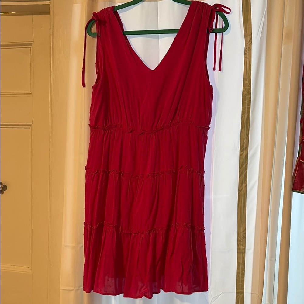 Gilli hot pink Pleated Sundress V-Neck Mini